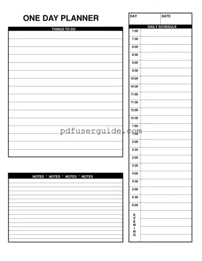 Free Daily Planner Form in PDF