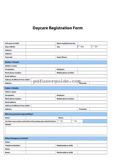 Free Daycare Registration Form in PDF