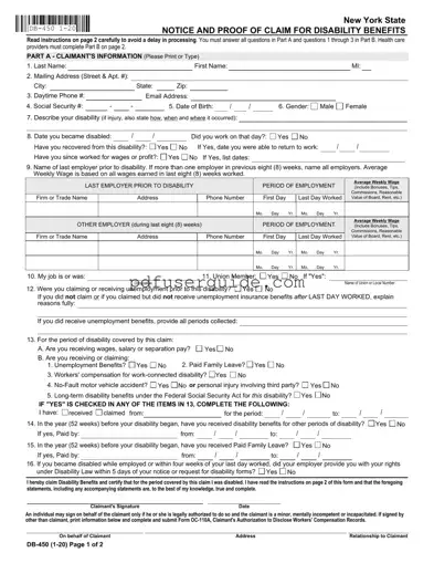 Free Db 450 Disability Form in PDF
