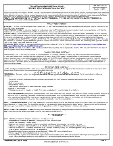Free Dd 2642 Form in PDF