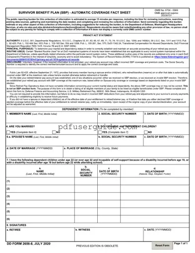 Free Dd 2656 8 Form in PDF