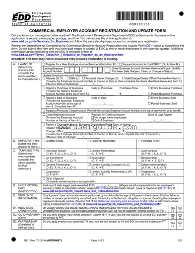 Free De 1 Edd Form in PDF
