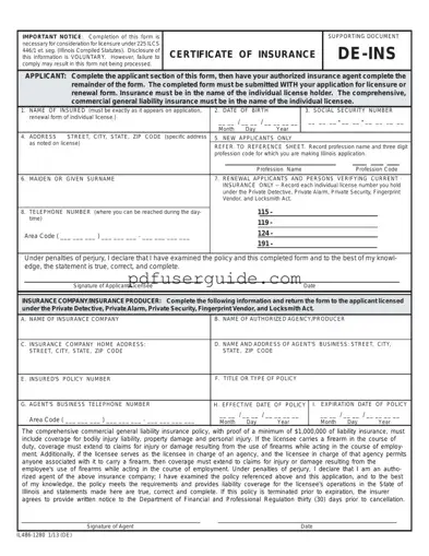 Free De Ins Illinois Form in PDF