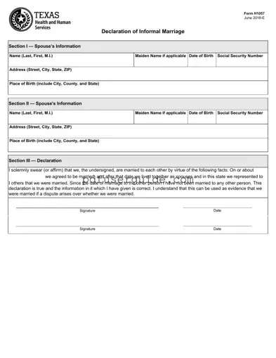 Free Declaration Marriage Form in PDF