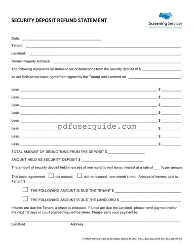 Free Deposit Refund Form in PDF