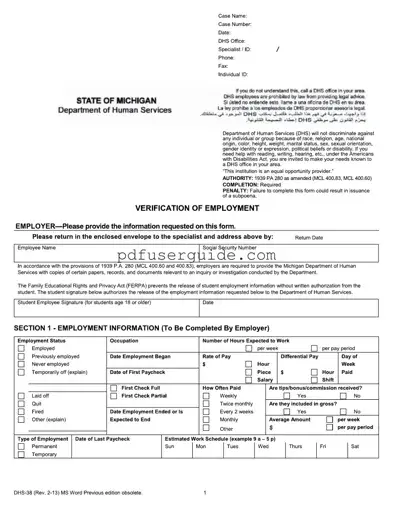 Free Dhs 38 Form in PDF