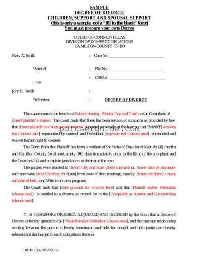 Free Divorce Decree Sample Form in PDF