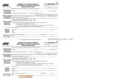 Free Dmv Dl 142 Form in PDF