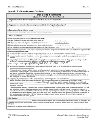 Free Drop Shipment Certificate Form in PDF