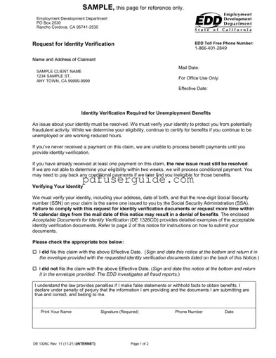 Free Edd Ideninty Verification Form in PDF