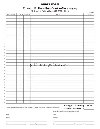 Free Edward R Hamilton Order Form in PDF