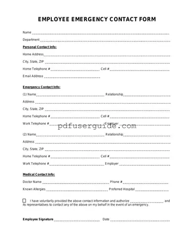 Free Employee Emergency Contact Form in PDF
