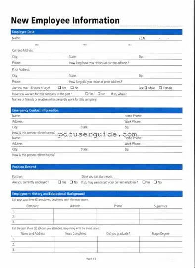 Free Employee Information Form in PDF