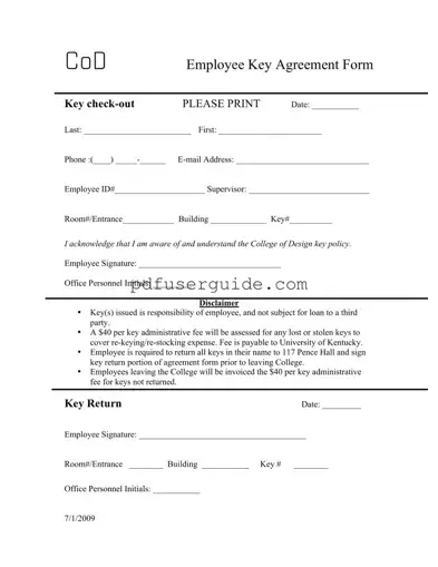 Free Key Agreement Form in PDF