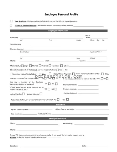 Free Employee Profile Form in PDF