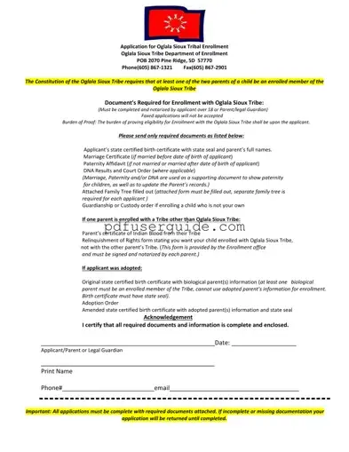 Free Enrollment Oglala Sioux Tribe Form in PDF