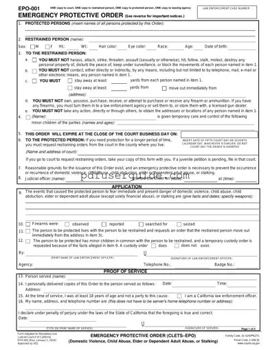 Free Epo 001 Form in PDF