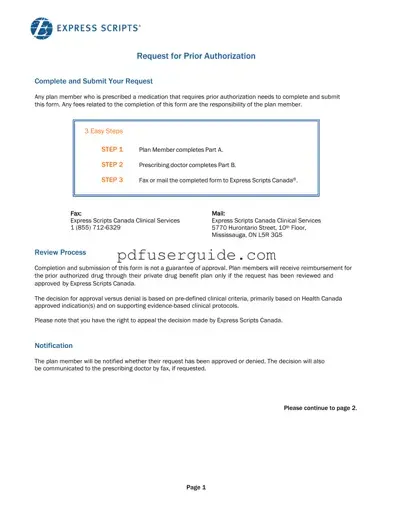 Free Express Scripts Prior Authorization Form in PDF