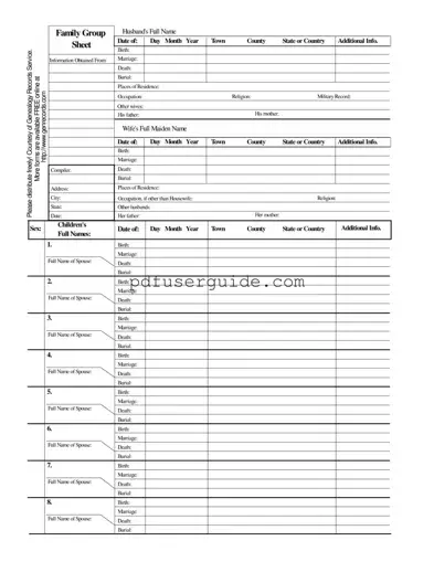 Free Family Group Sheet Form in PDF