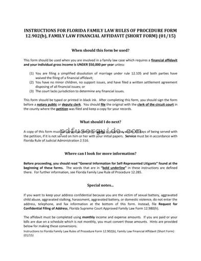 Free Family Law Financial Affidavit 12 902 B Form in PDF