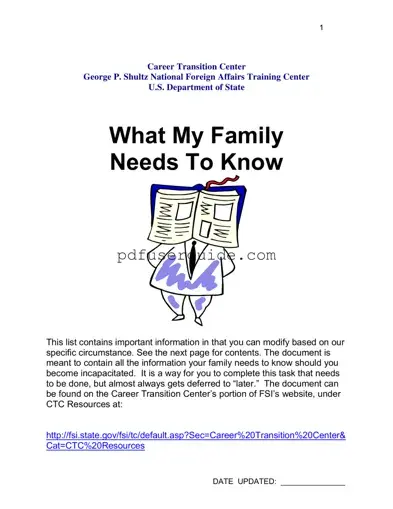 Free Family Needs Know Form in PDF