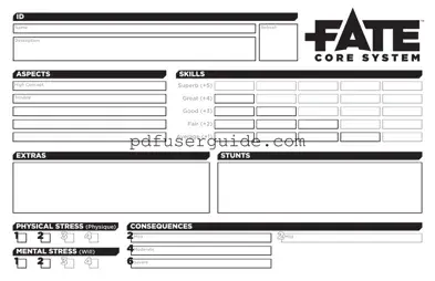 Free Fate Character Sheet Form in PDF