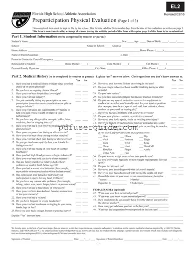 Free Fhsaa El 2 Form in PDF