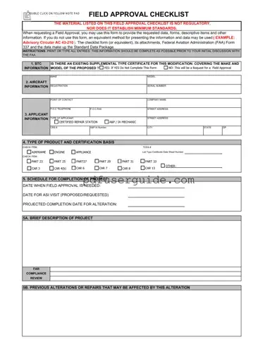 Free Field Approval Checklist Form in PDF