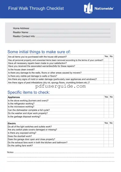 Free Final Walk Through Checklist Form in PDF
