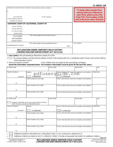 Free Fl 105 Gc 120 Form in PDF