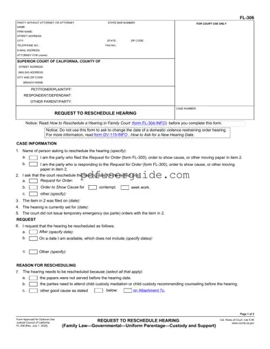 Free Fl 306 Form in PDF