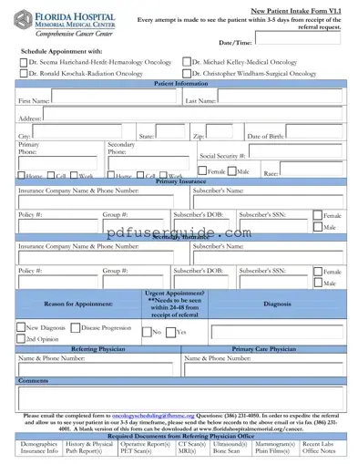 Free Florida Hospital Form in PDF