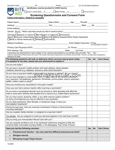 Free Flu Vaccine Form in PDF