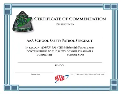 Free Free Safety Patrol Certificates Form in PDF