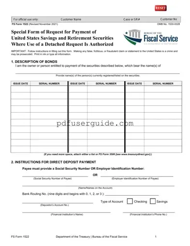 Free Fs1522 Form in PDF