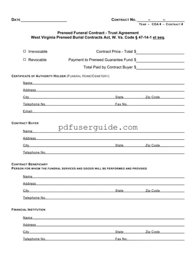 Free Funeral Contract Sample Form in PDF