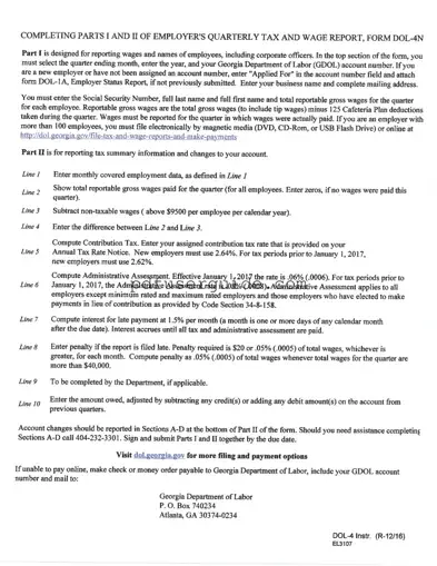Free Ga Tax Wage Report Form in PDF