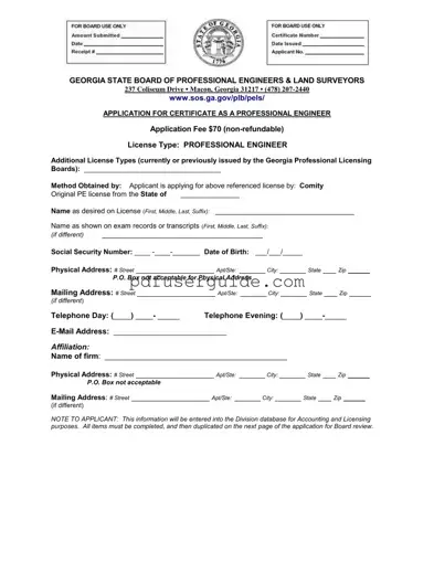 Free Georgia Pe Comity Application Form in PDF