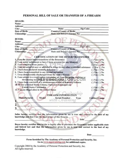 Free Gun Transfer Georgia Form in PDF