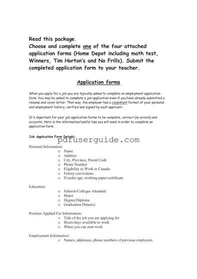 Free Home Depot Application Form in PDF