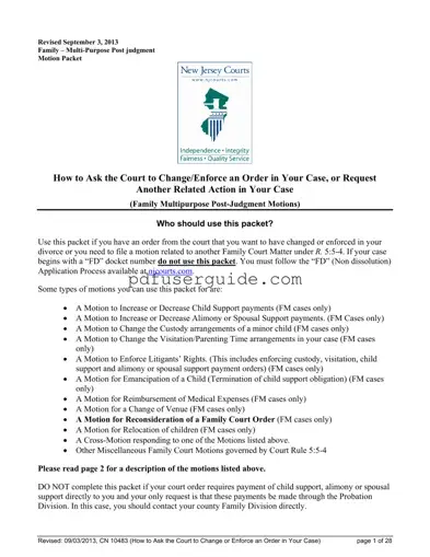 Free Fm Motion Nj Family Court Form in PDF