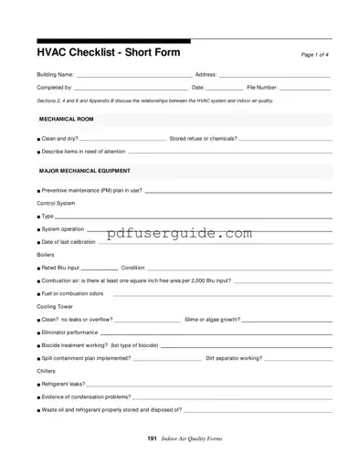 Free Hvac Inspection Checklist Form in PDF