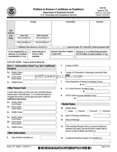 Free I 751 Form in PDF