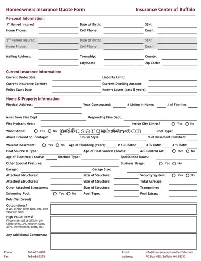 Free Insurance Quote Form in PDF
