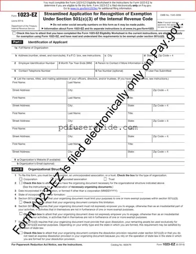 Free IRS 1023-EZ Form in PDF