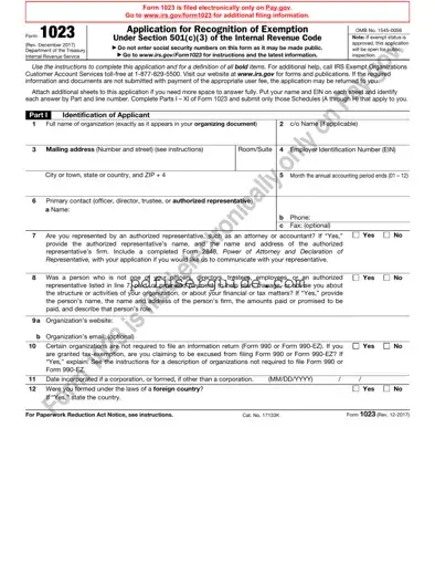 Free IRS 1023 Form in PDF