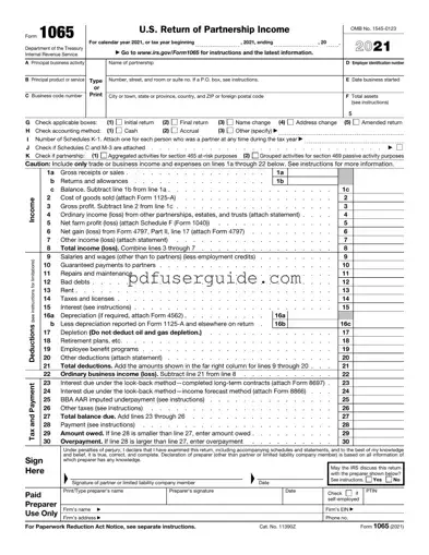 Free IRS 1065 Form in PDF