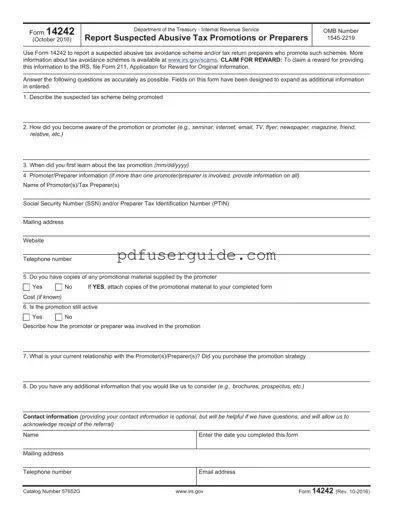 Free Irs 14242 Form in PDF
