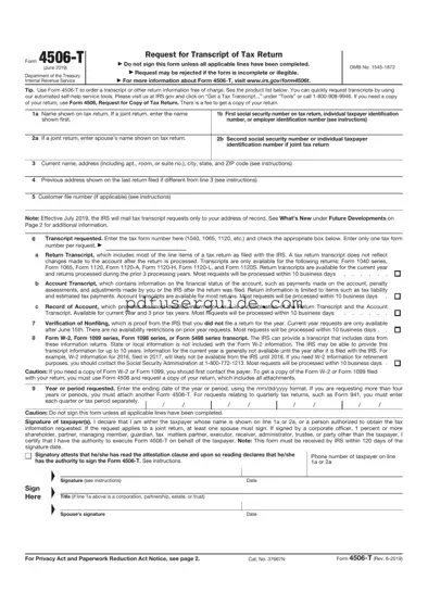 Free IRS 4506-T Form in PDF