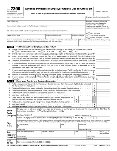 Free IRS 7200 Form in PDF